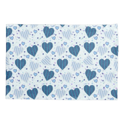 Blauw en wit hart kussensloop (Achterkant-Links)