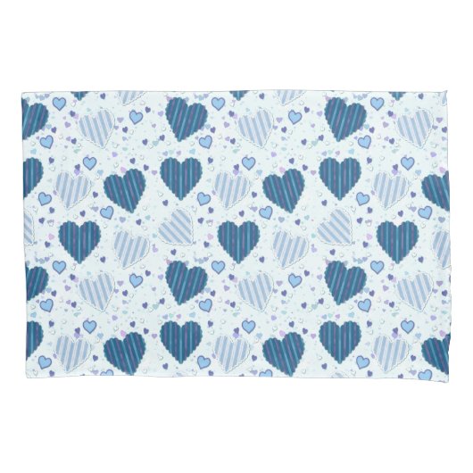Blauw en wit hart kussensloop (Voorkant-Links)