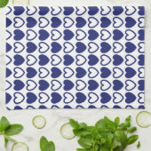 Blauw en wit hart theedoek (Gevouwen)