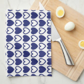 Blauw en wit hart theedoek (Quarter Fold)