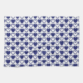 Blauw en wit hart theedoek (Horizontaal)