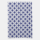 Blauw en wit hart theedoek (Verticaal)