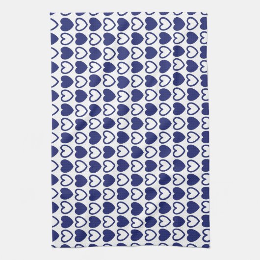 Blauw en wit hart theedoek (Verticaal)