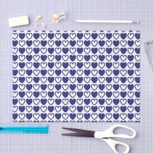 Blauw en wit hart tissuepapier (Craft)
