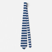 Blauw en wit horizontaal gestreept Stropdas (Voorkant)