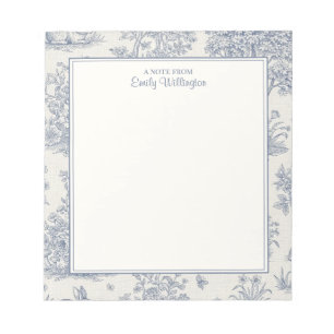 Blauw en Wit Houtland Toile Patroon Persoonlijk Notitieblok