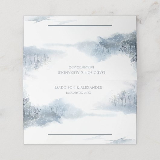 Blauw en Wit Huwelijksontvangst (Buitenkant ongevouwen)