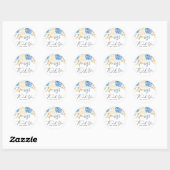 Blauw en wit Hydrangea Bloemen Verjaardag Dank u Ronde Sticker (Vel)