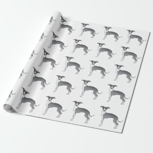 Blauw en wit Italiaans Greyhound Cute Hond Patroon Cadeaupapier
