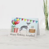 Blauw en wit Italiaans grijnwindje kleurrijke fees Kaart (Voorkant)