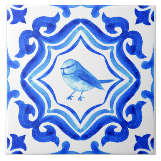 Blauw en wit Italiaans handgeschilderd mediterraan Tegeltje