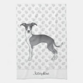 Blauw en wit Italiaans kruit met aangepaste naam Theedoek (Verticaal)