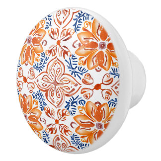 Blauw en wit Italiaans Tegel Keramische Knop