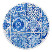 Blauw en wit Italiaans Tegel Keramische Knop (Voorkant)