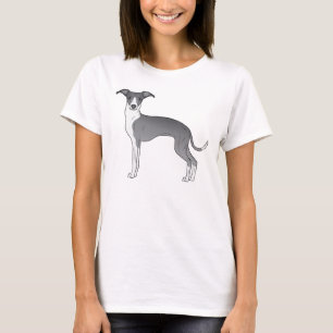 Blauw En Wit Italiaans Windhond Honden Illustratie T-shirt