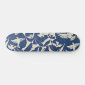 blauw en wit Japans Patroon Skateboard (Horizontaal)