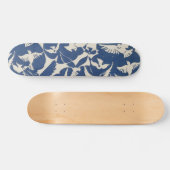 blauw en wit Japans Patroon Skateboard (Horizontaal)