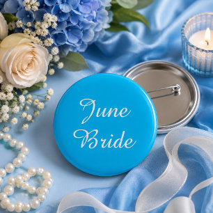 Blauw en wit june bride knop ronde button 5,7 cm