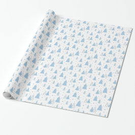 Blauw en wit kerstboom patroon cadeaupapier