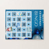 Blauw en wit Kerstmis Bingo puzzel (Horizontaal)