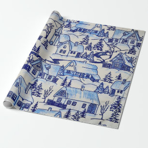, blauw en wit, Kerstmis Cadeaupapier