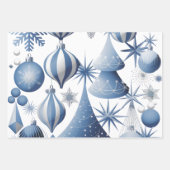 Blauw en wit kerstpatroon inpakpapier vel (Voorkant 2)
