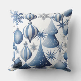 Blauw en wit kerstpatroon kussen