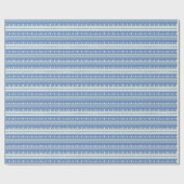 Blauw en wit kerstviatroop cadeaupapier (Vlak)