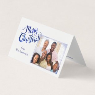 Blauw en Wit Kleine Gevouwen Kerstkaart Kaart