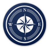 Blauw en wit kompas, autisch keramische knop (Voorkant)