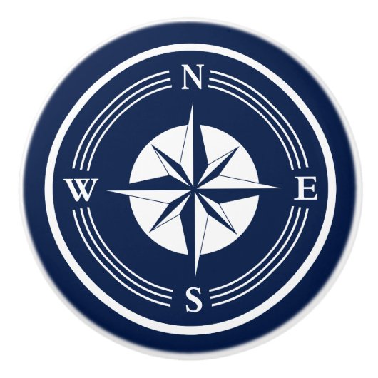 Blauw en wit kompas, autisch keramische knop (Voorkant)