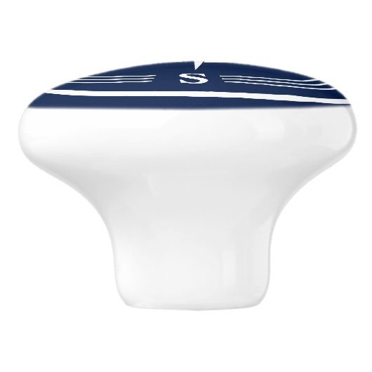 Blauw en wit kompas, autisch keramische knop (Zijkant)