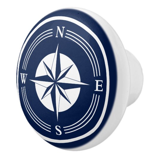 Blauw en wit kompas, autisch keramische knop (Rechts)