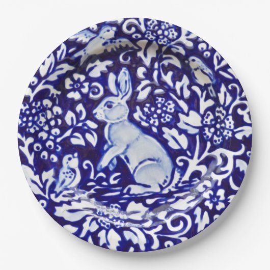 Blauw en wit konijn China Dedham Paper Bord (Voorkant)