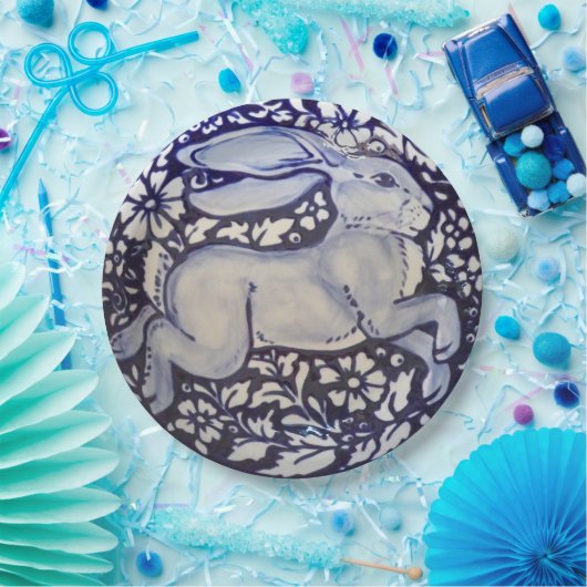 Blauw en wit konijn China Dedham Paper Bord (Feest)