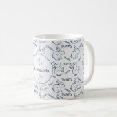 Blauw en wit konijn, duck Pattern, illusie aangepa Koffiemok (Voorkant rechts)