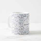 Blauw en wit konijn, duck Pattern, illusie aangepa Koffiemok (Voorkant links)