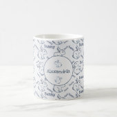 Blauw en wit konijn, duck Pattern, illusie aangepa Koffiemok (Center)