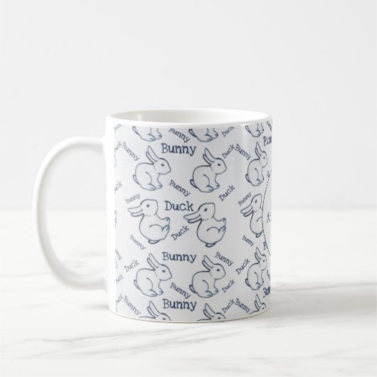 Blauw en wit konijn, duck Pattern, illusie aangepa Koffiemok (Links)