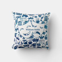 Blauw en wit kussen voor Shakespeare-liefhebber