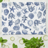 Blauw en Wit Kust Keuken Handdoek (Gevouwen)