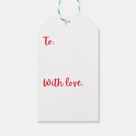 Blauw en wit Label met roodbruine roodbruin Cadeaulabel (Achterkant)