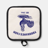 Blauw en wit Leghorn Haan Pannenlap (Voorkant)