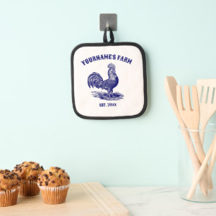 Blauw en wit Leghorn Haan Pannenlap