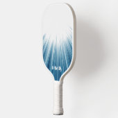 Blauw en Wit Lichtgevend Modern Monogram Pickleball Paddle (Links)