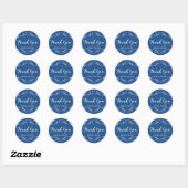 Blauw en wit Lijst Hartelijk dank Ronde Sticker (Vel)