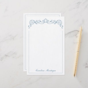 Blauw en Wit Lint Crest Frame Persoonlijk Briefpapier