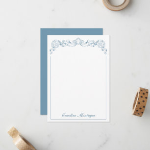 Blauw en Wit Lint Crest Frame Persoonlijk Notitiekaartje