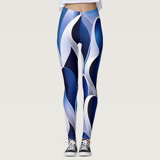 Blauw en wit lint leggings (Voorkant)