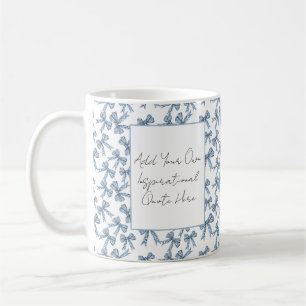 Blauw en wit lintpatroon aangepaste quote koffiemok